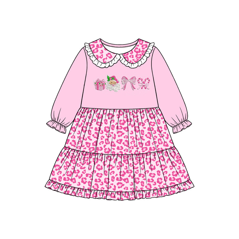 Christmas santa design girls long sleeve dress preorder