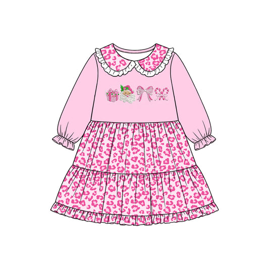 Christmas santa design girls long sleeve dress preorder