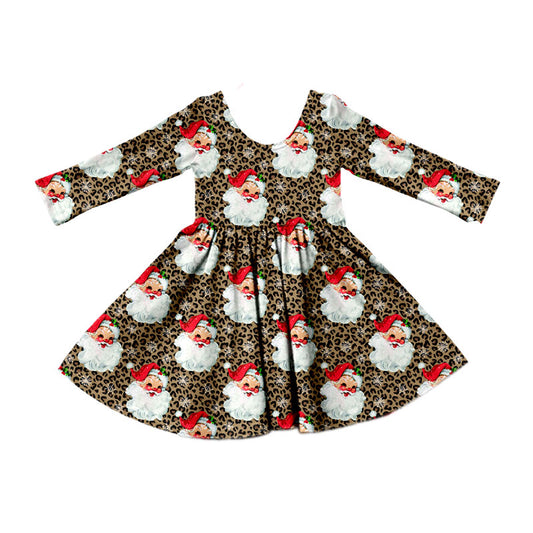 Christmas santa design girls long sleeve dress preorder