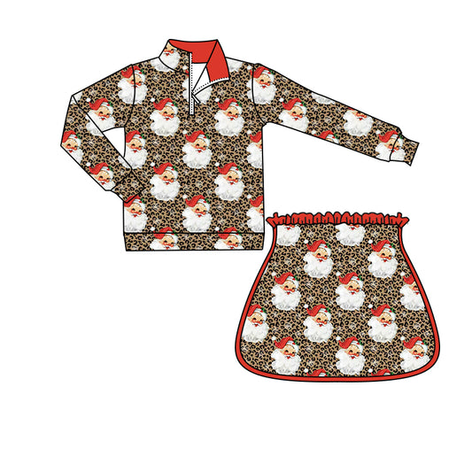 Christmas santa claus pullover top matching skorts girls fall winter outfit preorder