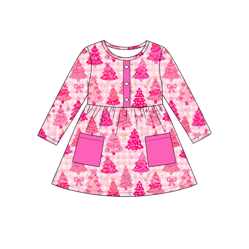 Christmas tree girls long sleeve dress preorder
