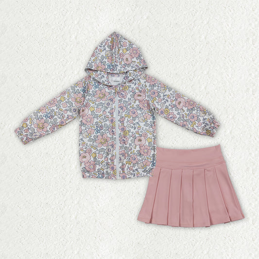 Floral  top matching  yoga skirts girls outfit