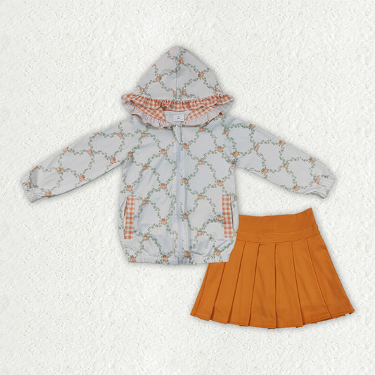 Fall pumpkin top matching yoga skirts girls outfit