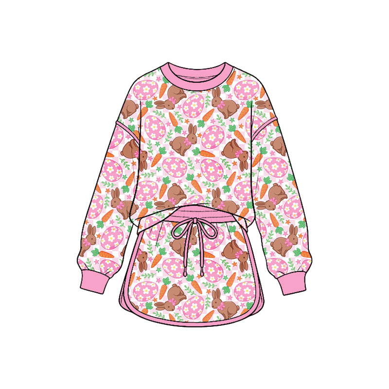 Girls easter rabbit eggs girl long sleeve skirt set outfit preorder