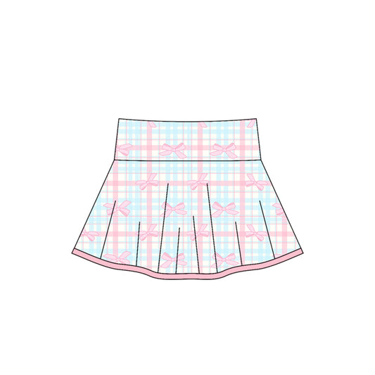 Toddle baby pink bow plaid yoga skorts preorder