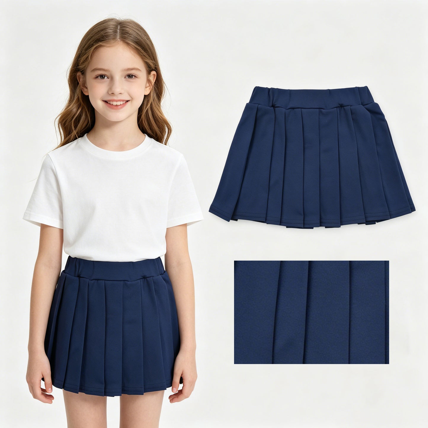 baby girl navy cotton skirt inside shorts