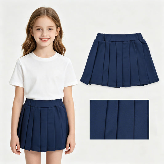 baby girl navy cotton skirt inside shorts