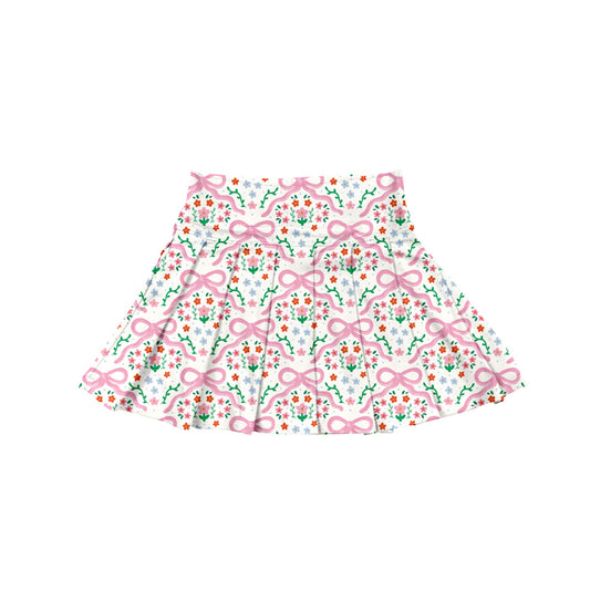 baby girl pink bow floral print summer yoga skirt shorts preorder