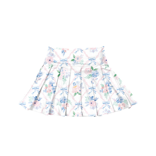 baby girl blue bow floral print summer yoga skirt shorts preorder