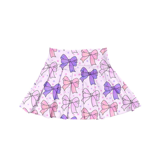 baby girl pink lavender bow print summer yoga skirt shorts preorder