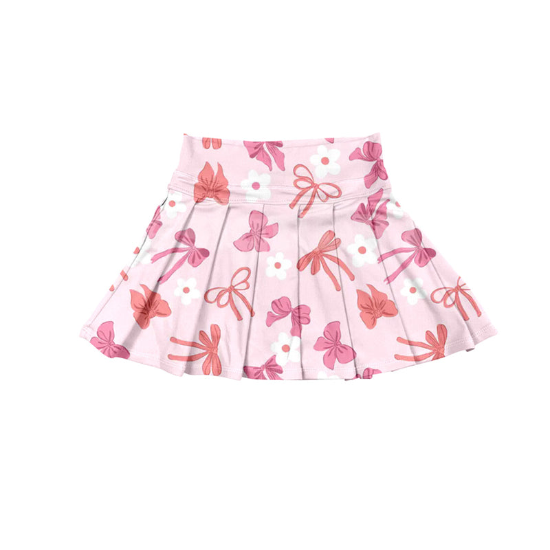 baby girl pink bow flowers print summer yoga skirt shorts preorder