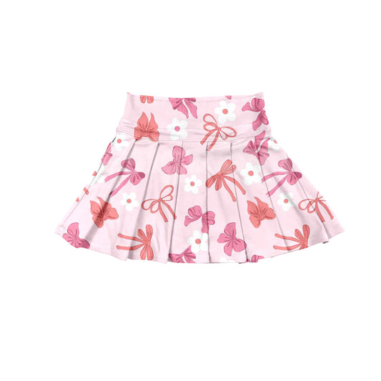 baby girl pink bow flowers print summer yoga skirt shorts preorder