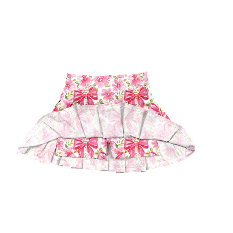 baby girl pink bow  print summer yoga skirt shorts preorder