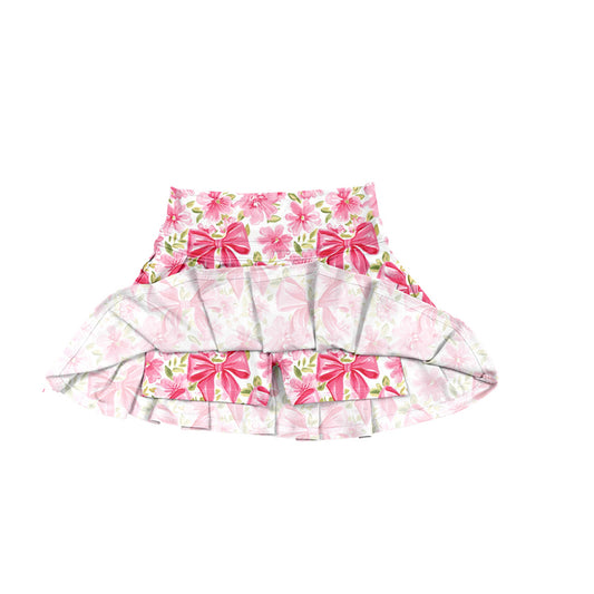 baby girl pink bow  print summer yoga skirt shorts preorder