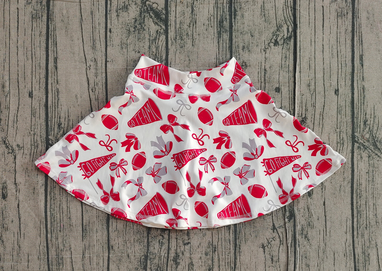 Red football cheer design girls yoga skort preorder