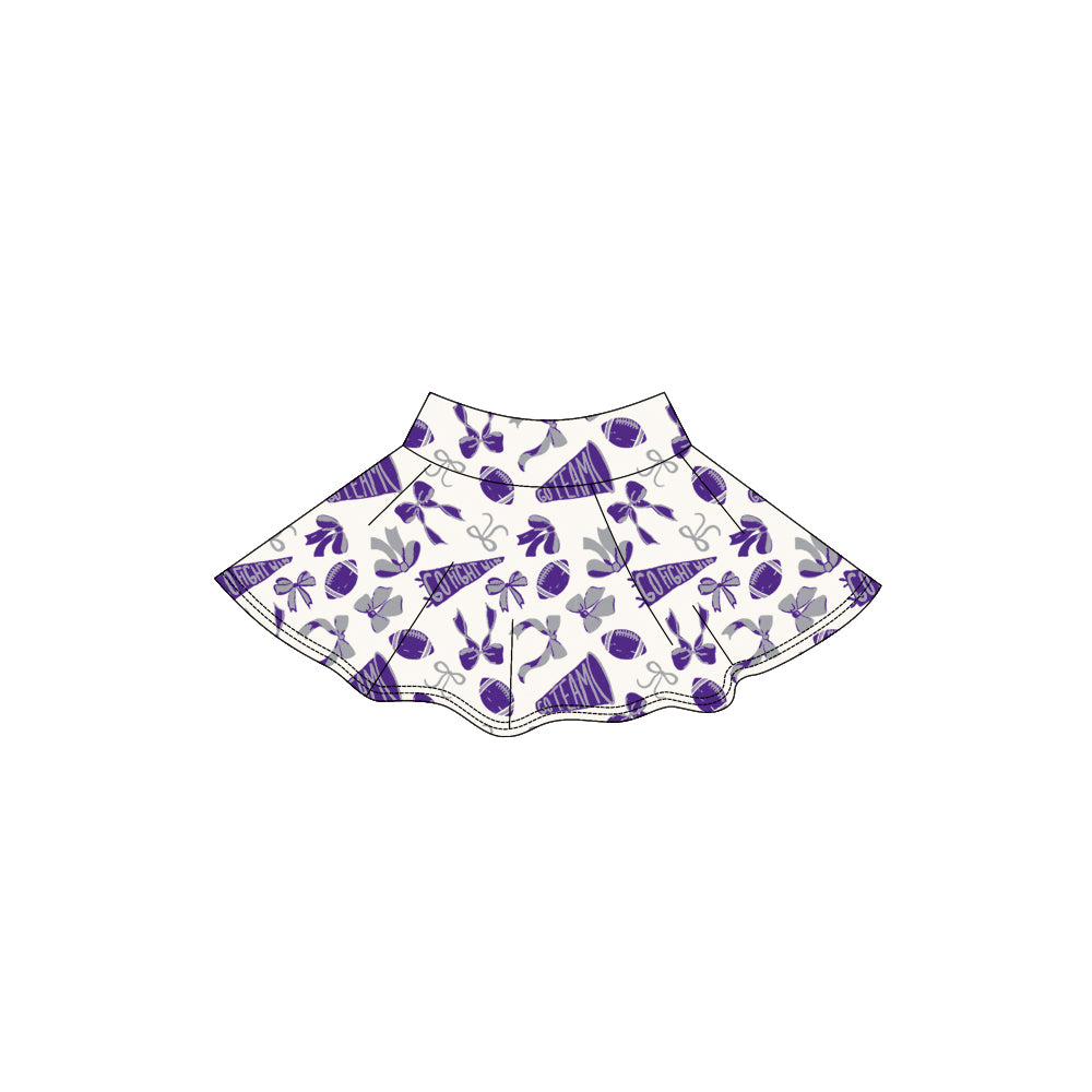 Purple football cheer design girls yoga skort preorder