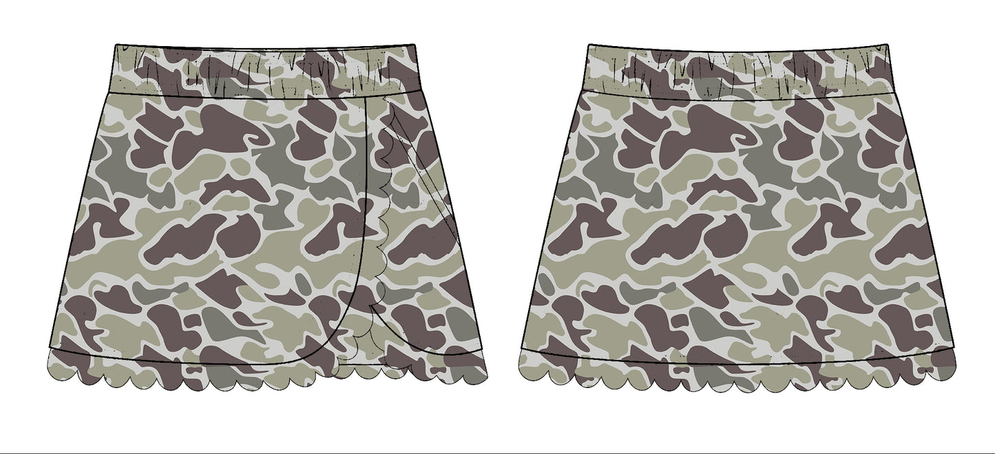 baby girl dark grey camo yoga skirt preorder
