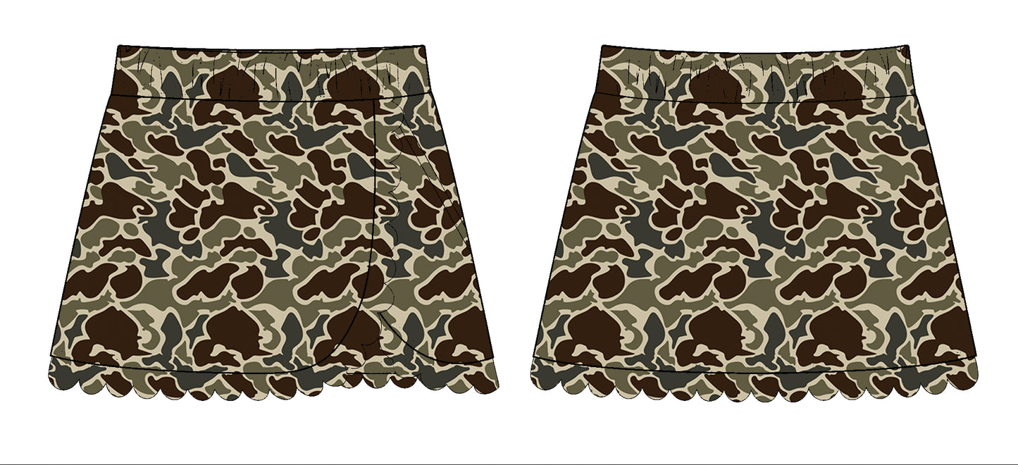 baby girl dark brown camo yoga skirt preorder