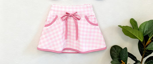 baby girl pink plaid yoga design summer skirt preorder