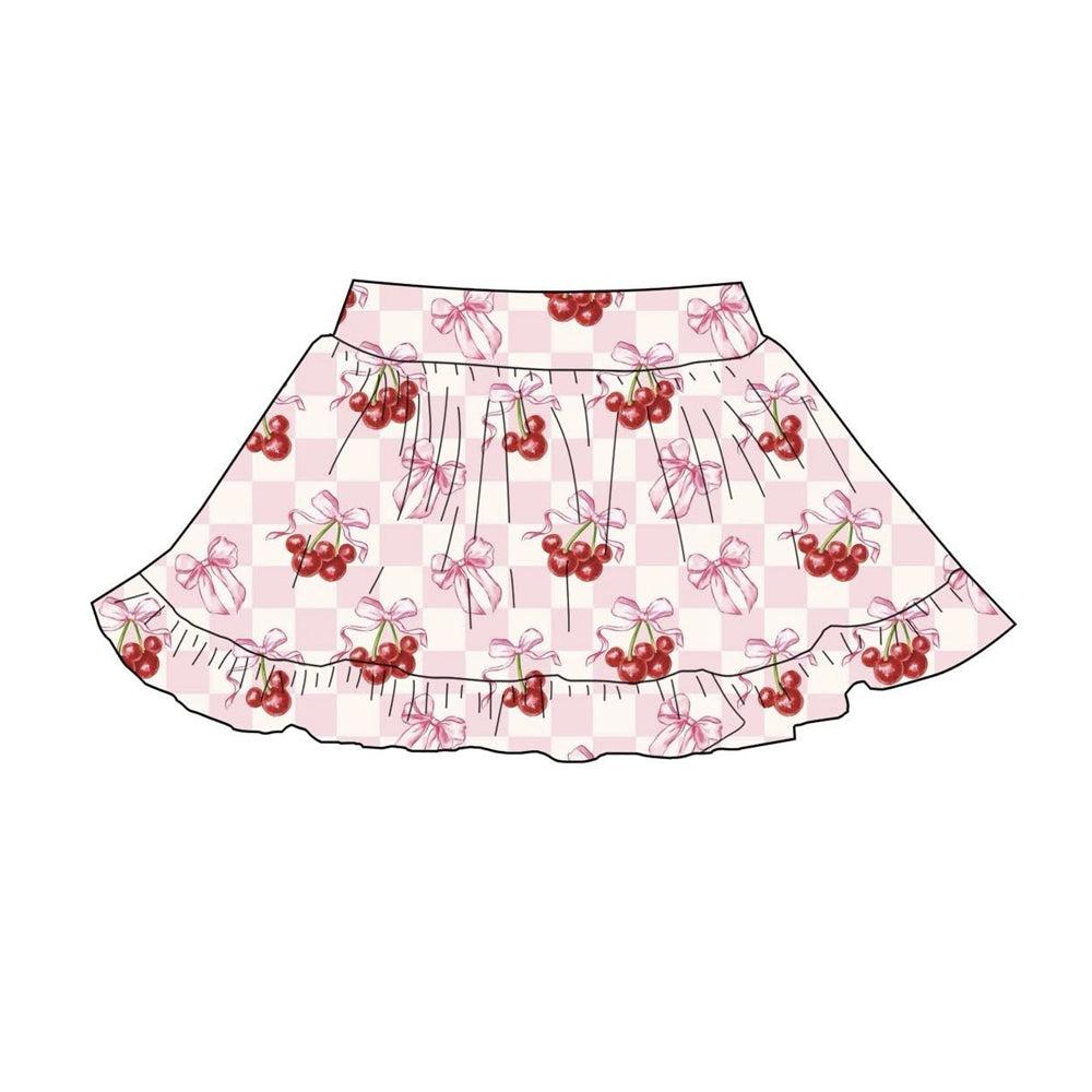 baby girl pink bow cherry summer yoga skirt preorder