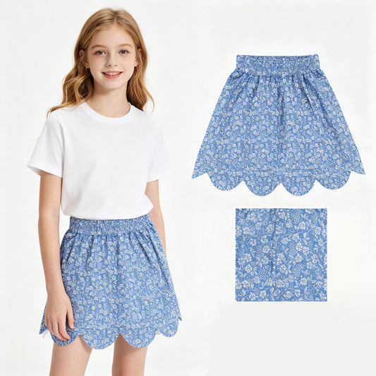 baby girl blue floral summer skirt