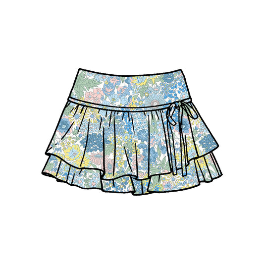 Baby girls blue flowers yoga skirts preorder