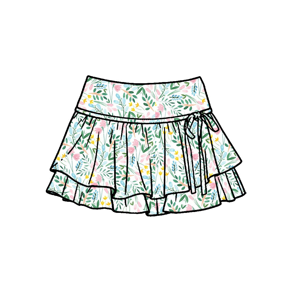Baby girls pink blue flowers yoga skirts preorder