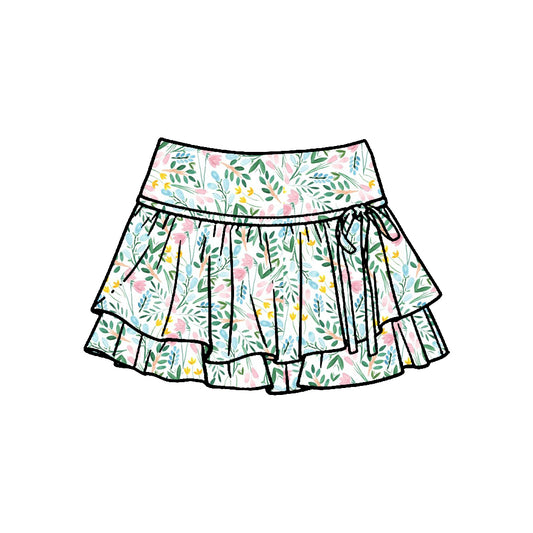 Baby girls pink blue flowers yoga skirts preorder
