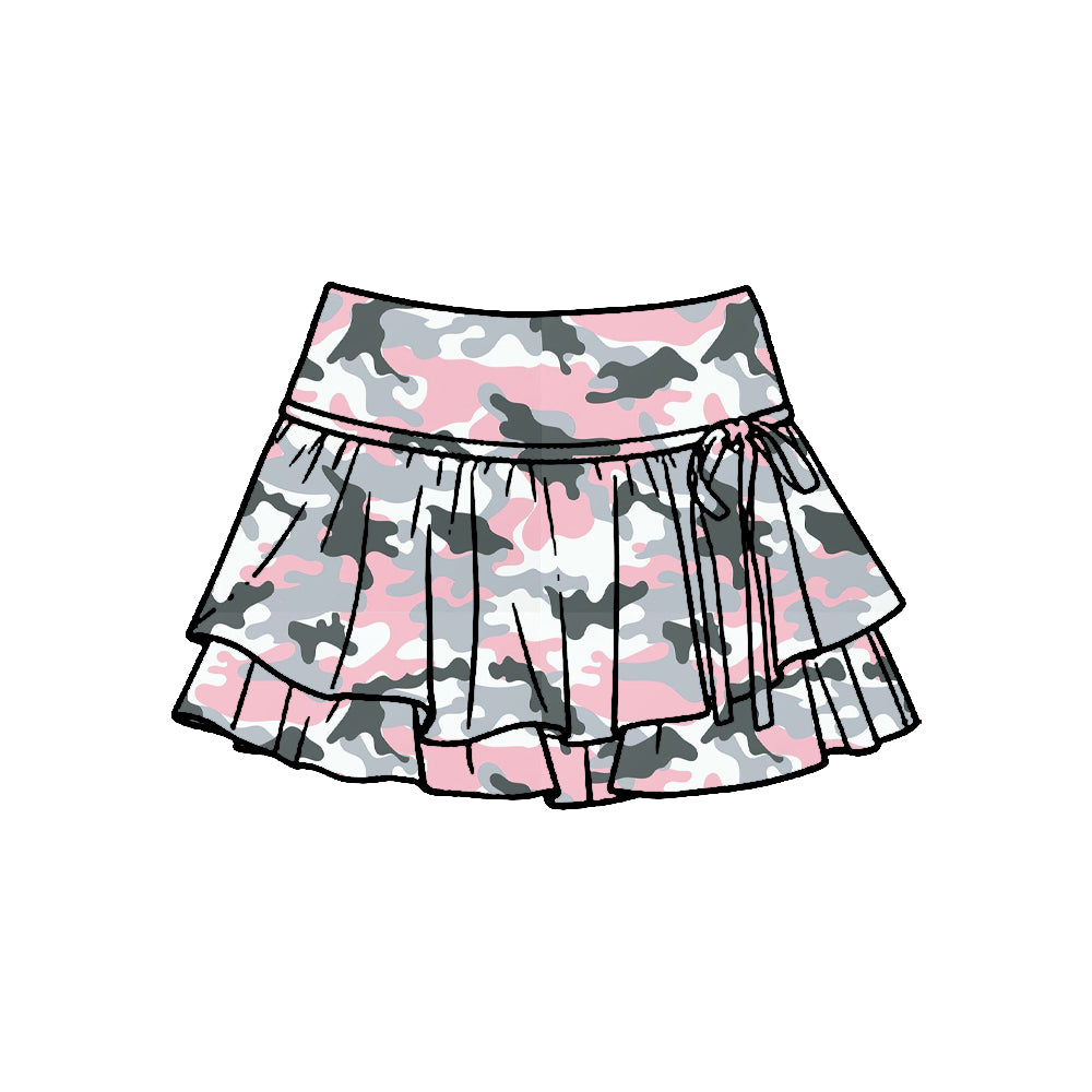 Baby girls grey pink camo yoga skirts preorder