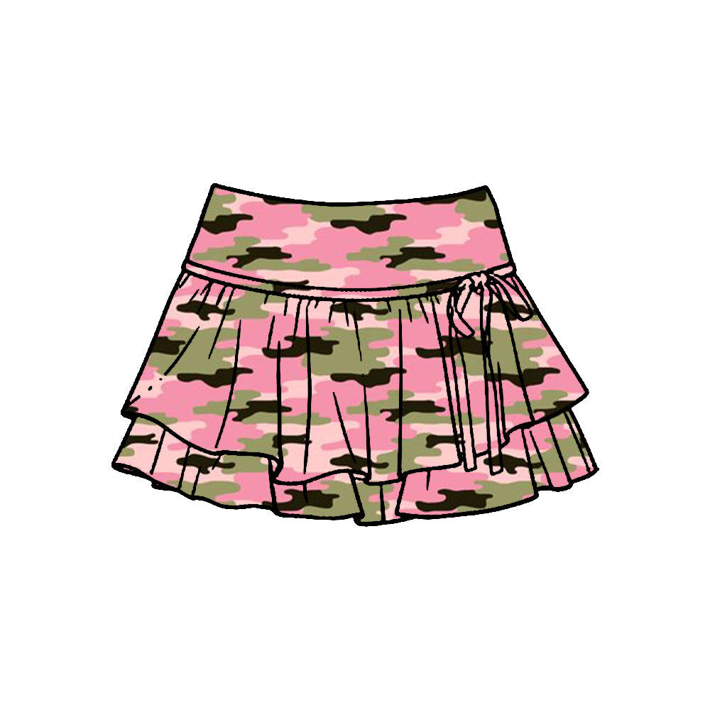 Baby girls green pink camo yoga skirts preorder