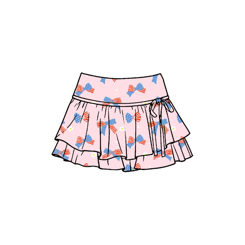 America flag bow design girls yoga skirts preorder