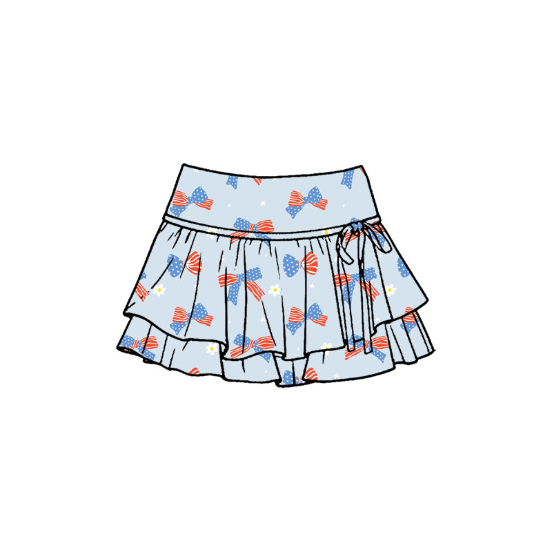 America flag bow design girls yoga skirts preorder