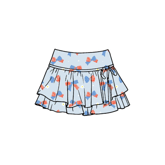 America flag bow design girls yoga skirts preorder