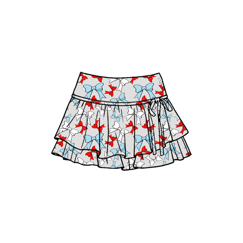 Red blue Bow design girls yoga skirts preorder