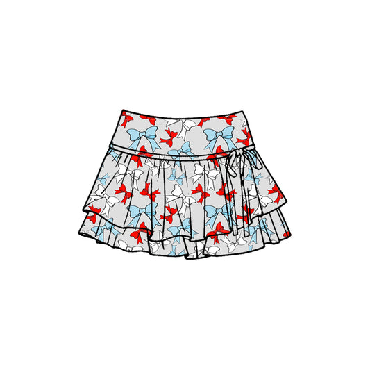 Red blue Bow design girls yoga skirts preorder