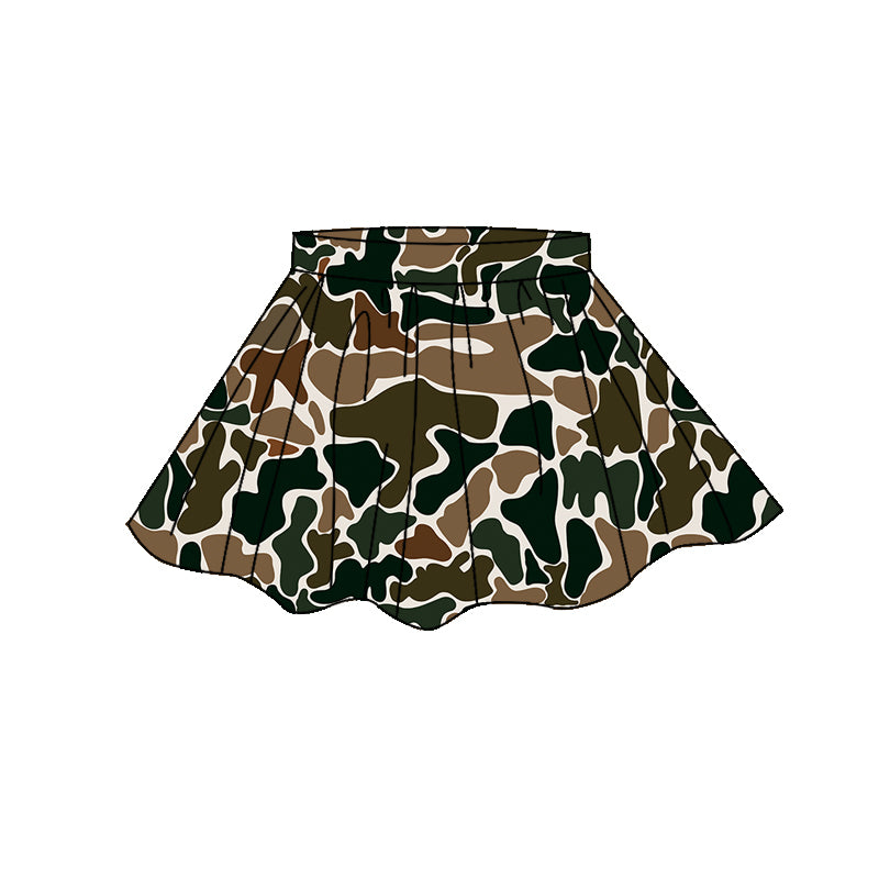 Green camo print girls summer yoga skirts preorder