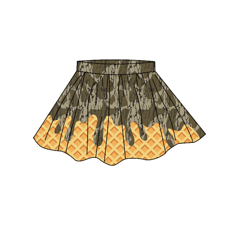 Camo waffle print girls summer yoga skirts preorder