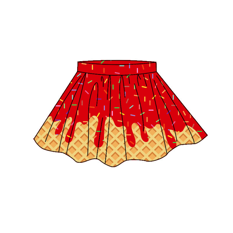 Red Sprinkle print girls summer yoga skirts preorder