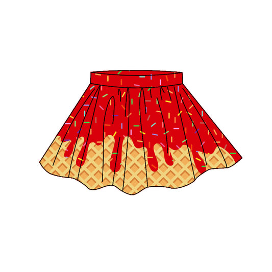 Red Sprinkle print girls summer yoga skirts preorder