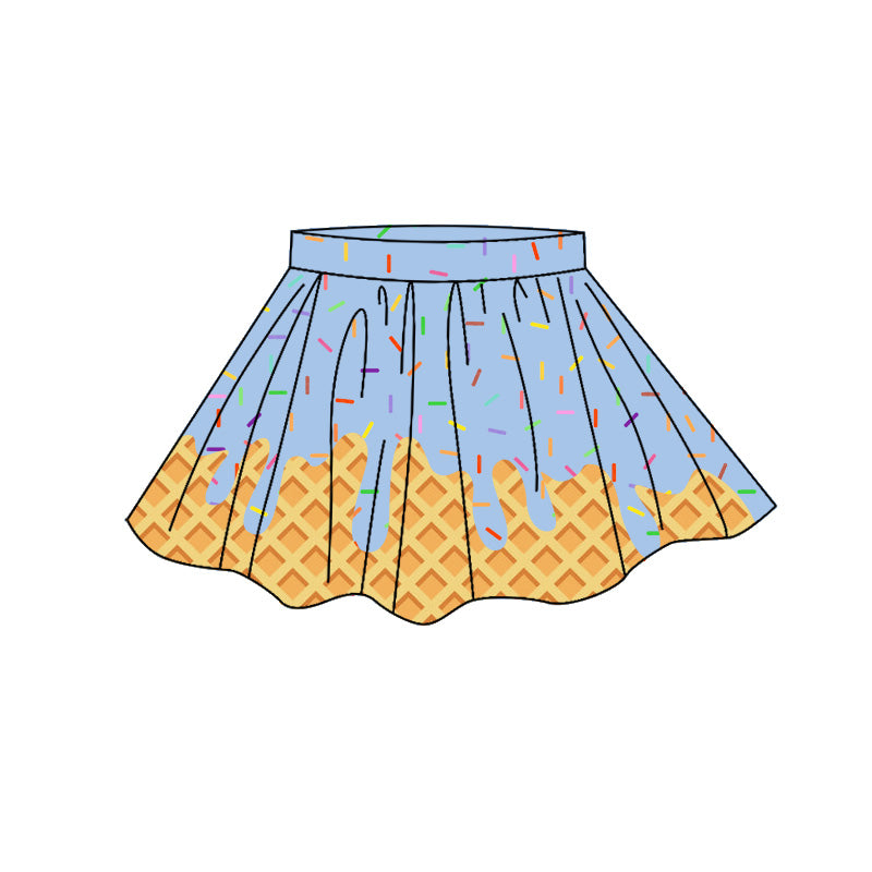 Sky Blue Sprinkle print girls summer yoga skirts preorder