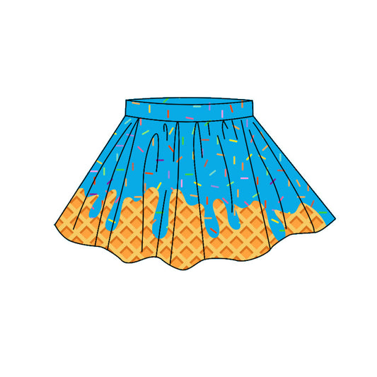 Blue Sprinkle print girls summer yoga skirts preorder