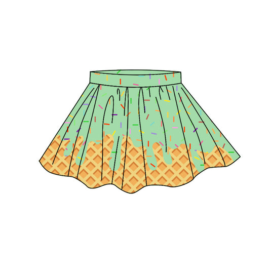 Light green Sprinkle print girls summer yoga skirts preorder