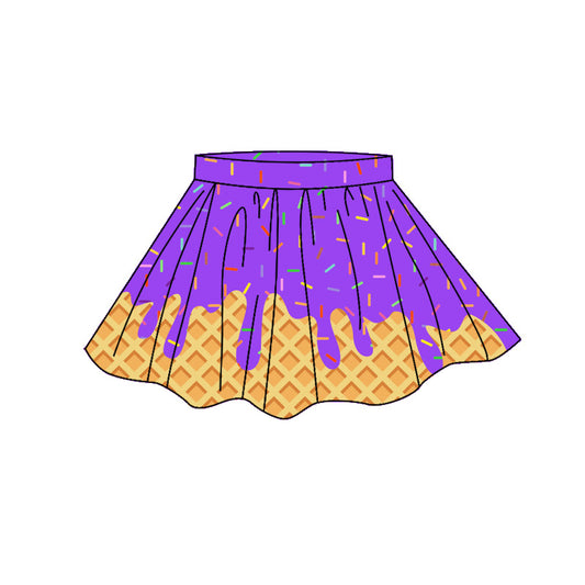 Purple Sprinkle print girls summer yoga skirts preorder
