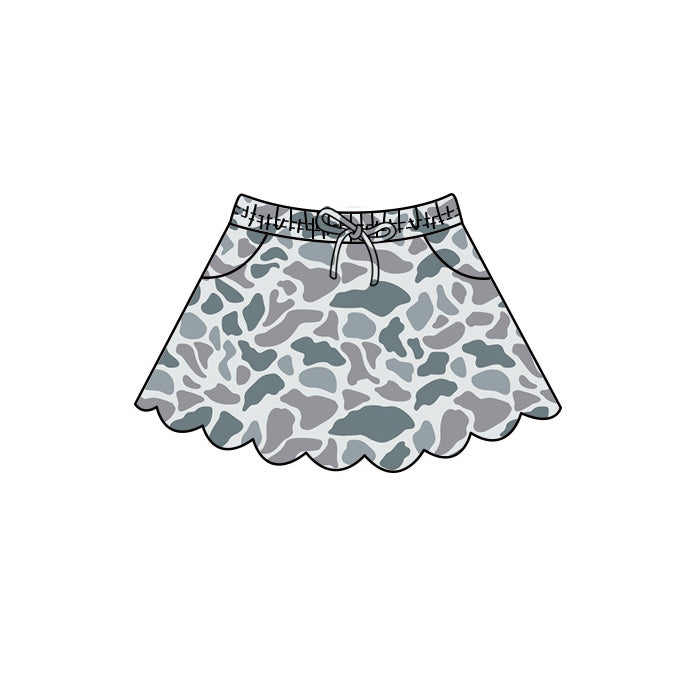 Light Grey Camo print girls summer skirts preorder