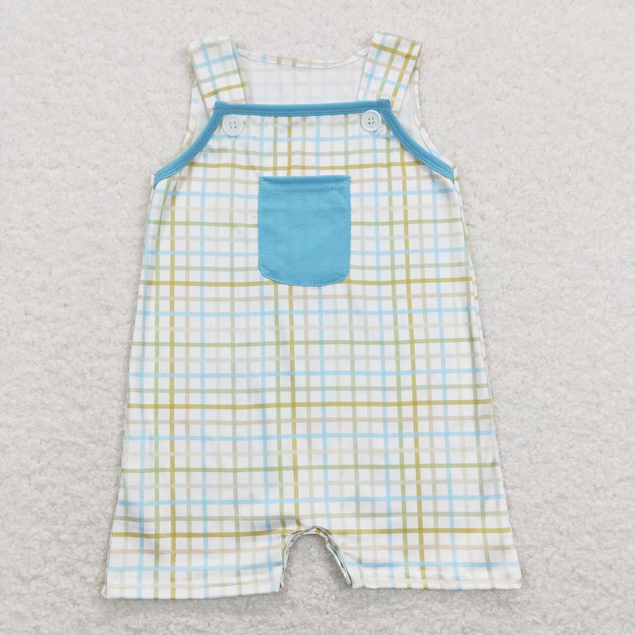 green yellow pink gingham boy easter romper