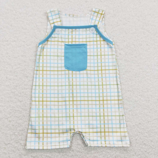 green yellow pink gingham boy easter romper