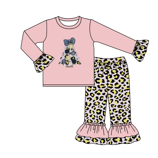 Pre order Christmas tree cheetah print clothing set