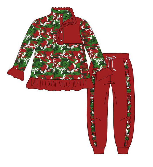 Christmas green face girls long sleeve clothes set preorder