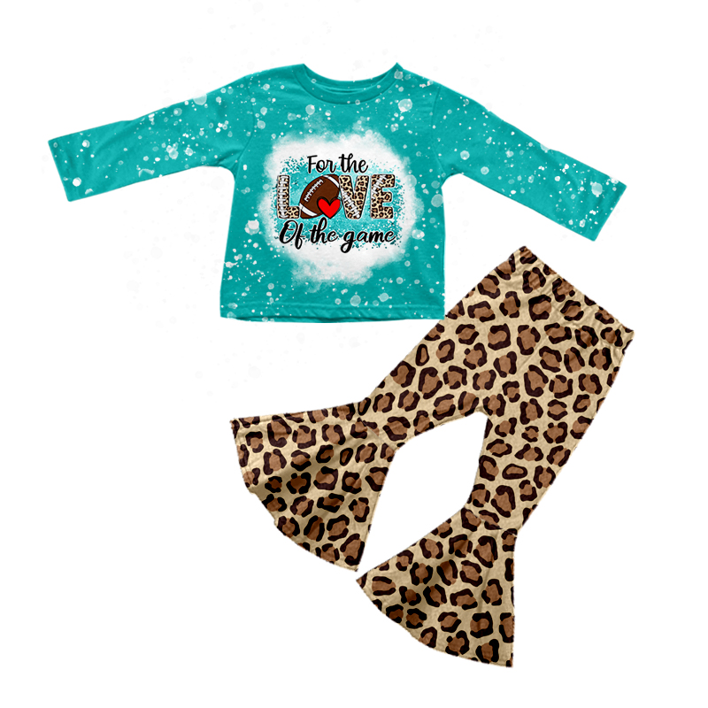 Football game top cheetah bell bottoms clothes set preorder