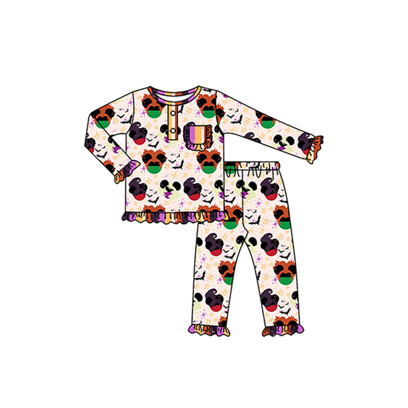 Cartoon Halloween print long sleeve outfit preorder